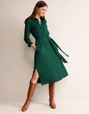 Clean Midi Pop Over Dress-Emerald Night