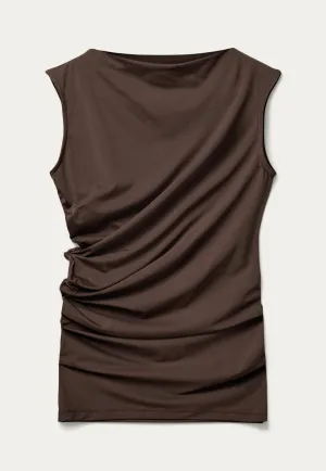 Comfy-BL Drape Top - Chocolate Martini