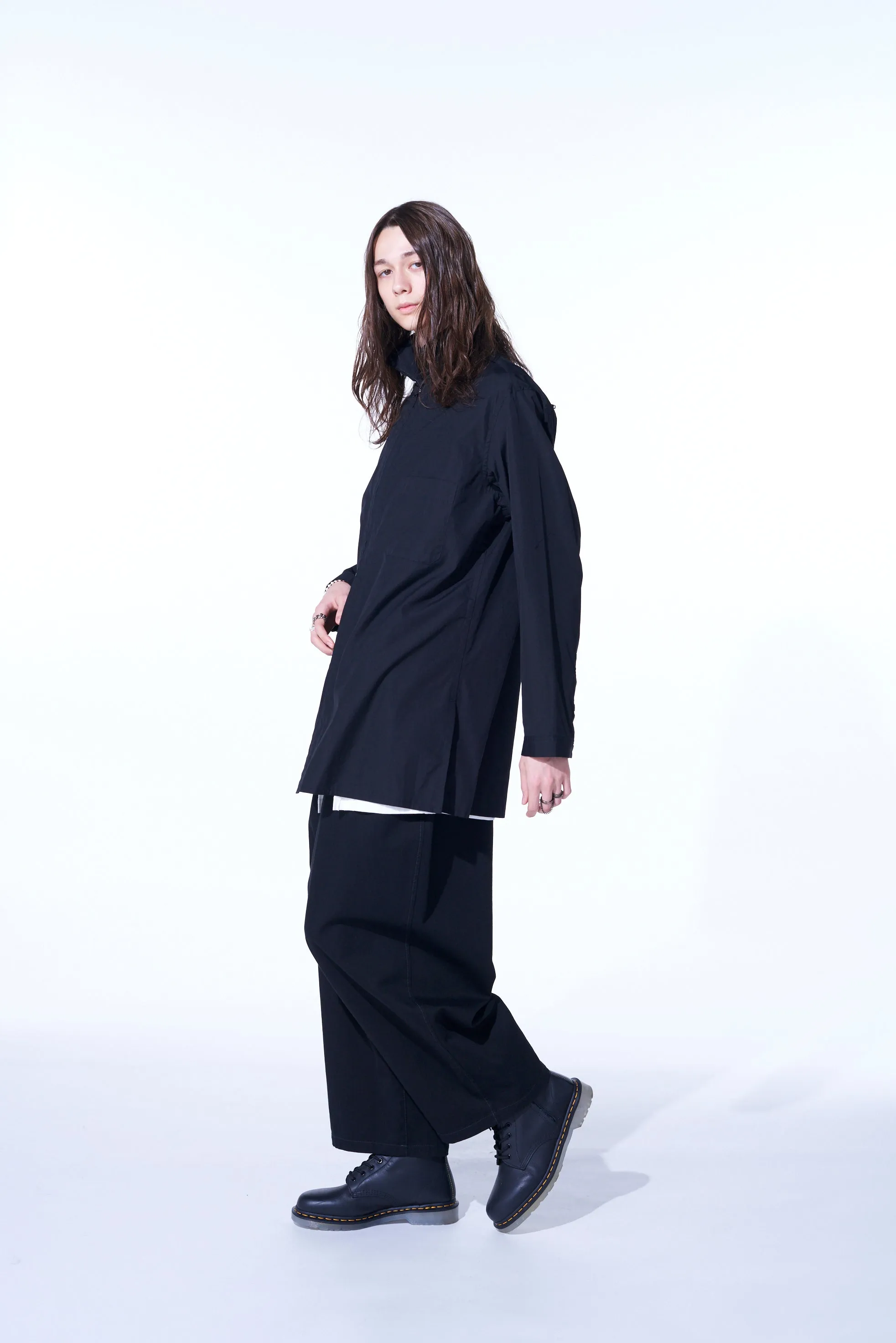 COTTON BROAD CLOTH STAND COLLAR SHIRTS WITH ZIP DESIGN