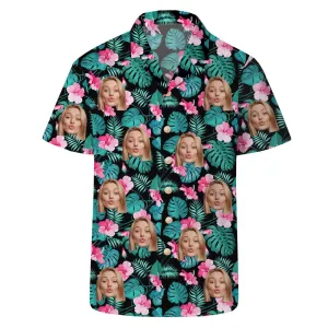 Custom Men Hawaiian Shirts with Face Personalized Hawaii Shirt Photo Hawaiian Shirt for Men Beach Party Aloha Shirt Gift for Dad BF Him