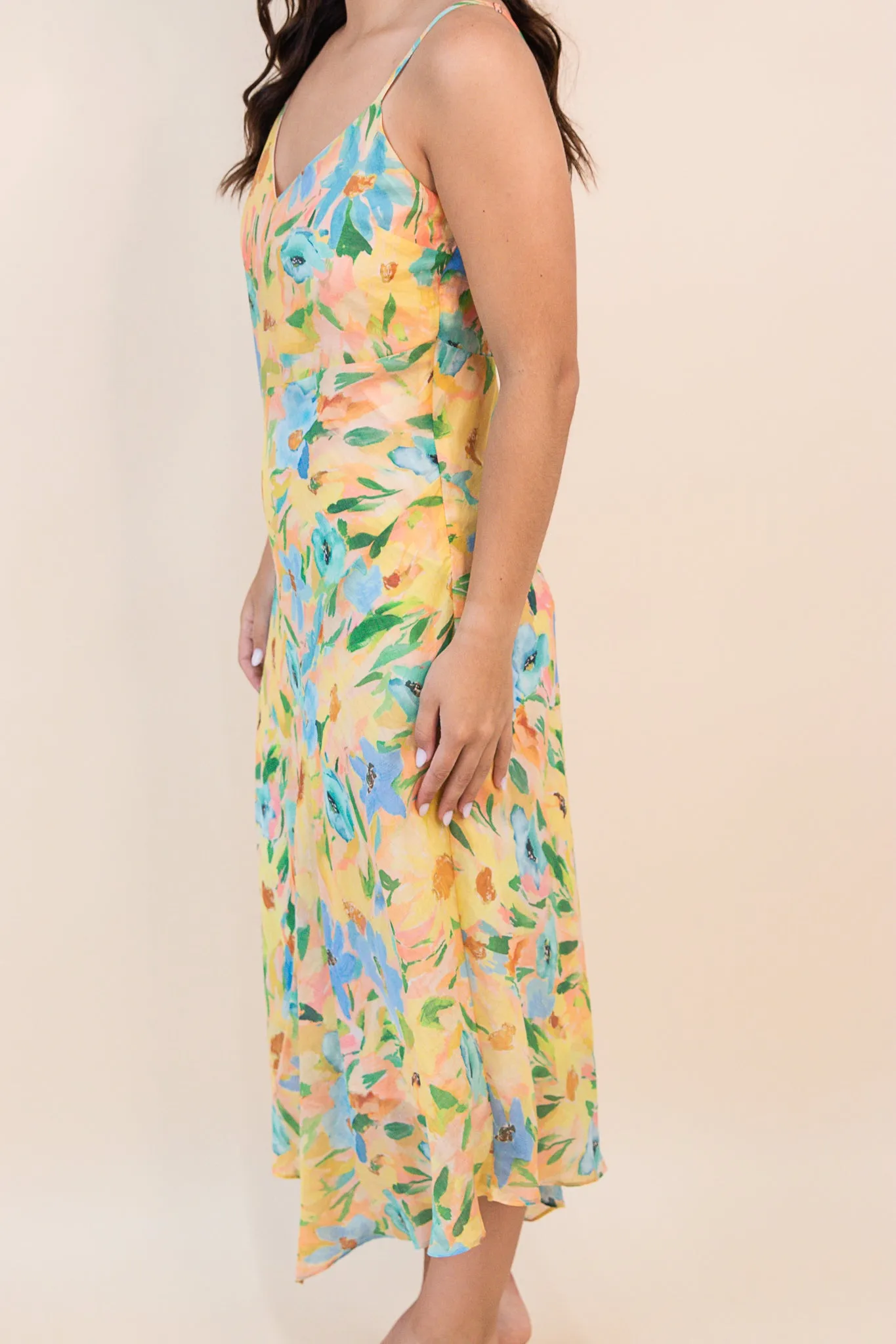 Daisy Chain Asymmetric Hem Slip Dress