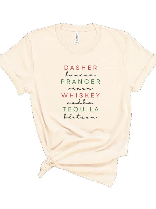Dasher Dancer Prancer Vixen Whiskey Boutique Tee