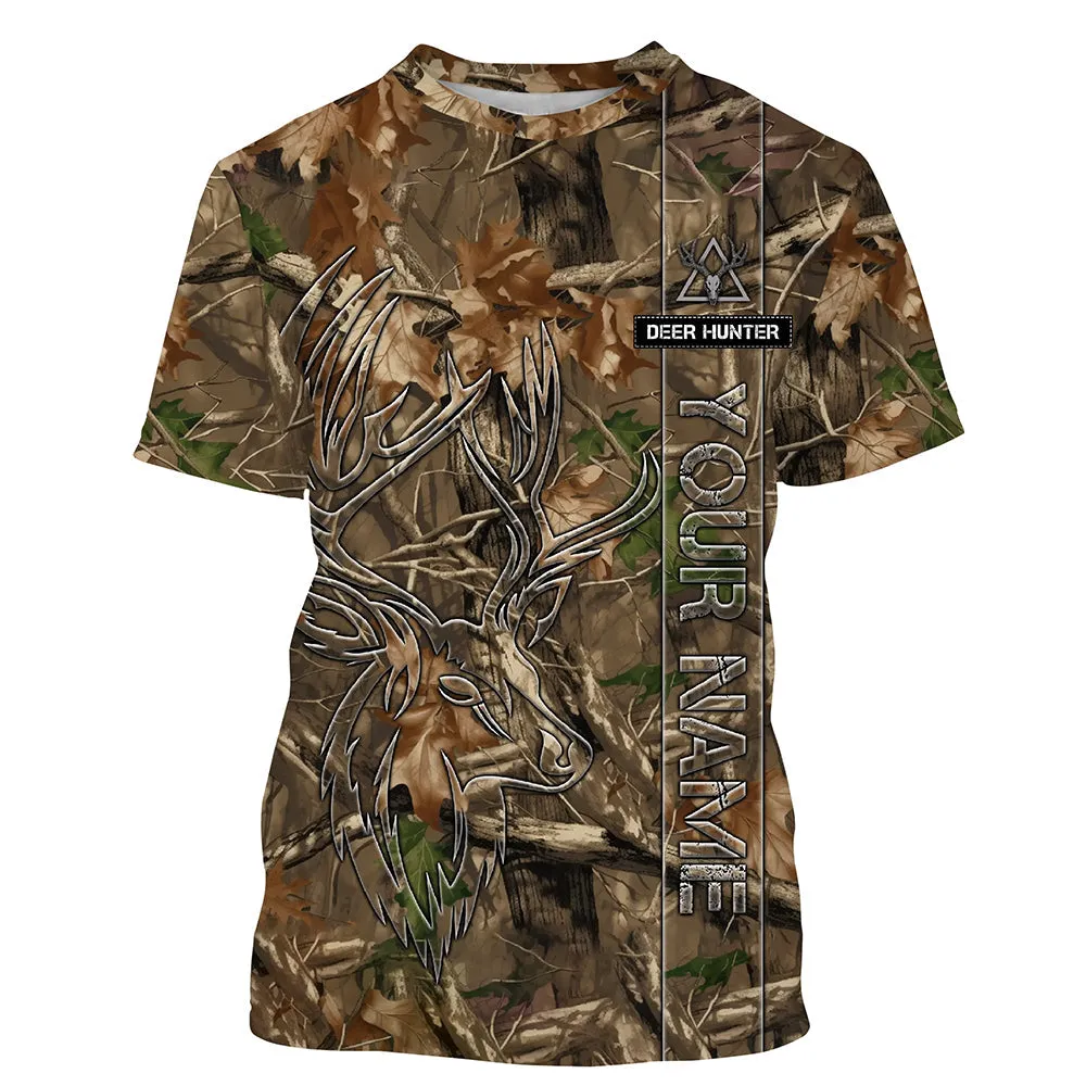 Deer Hunting Tree Camo Customize Name 3D Long Sleeve Shirts Personalized Hunting Gifts