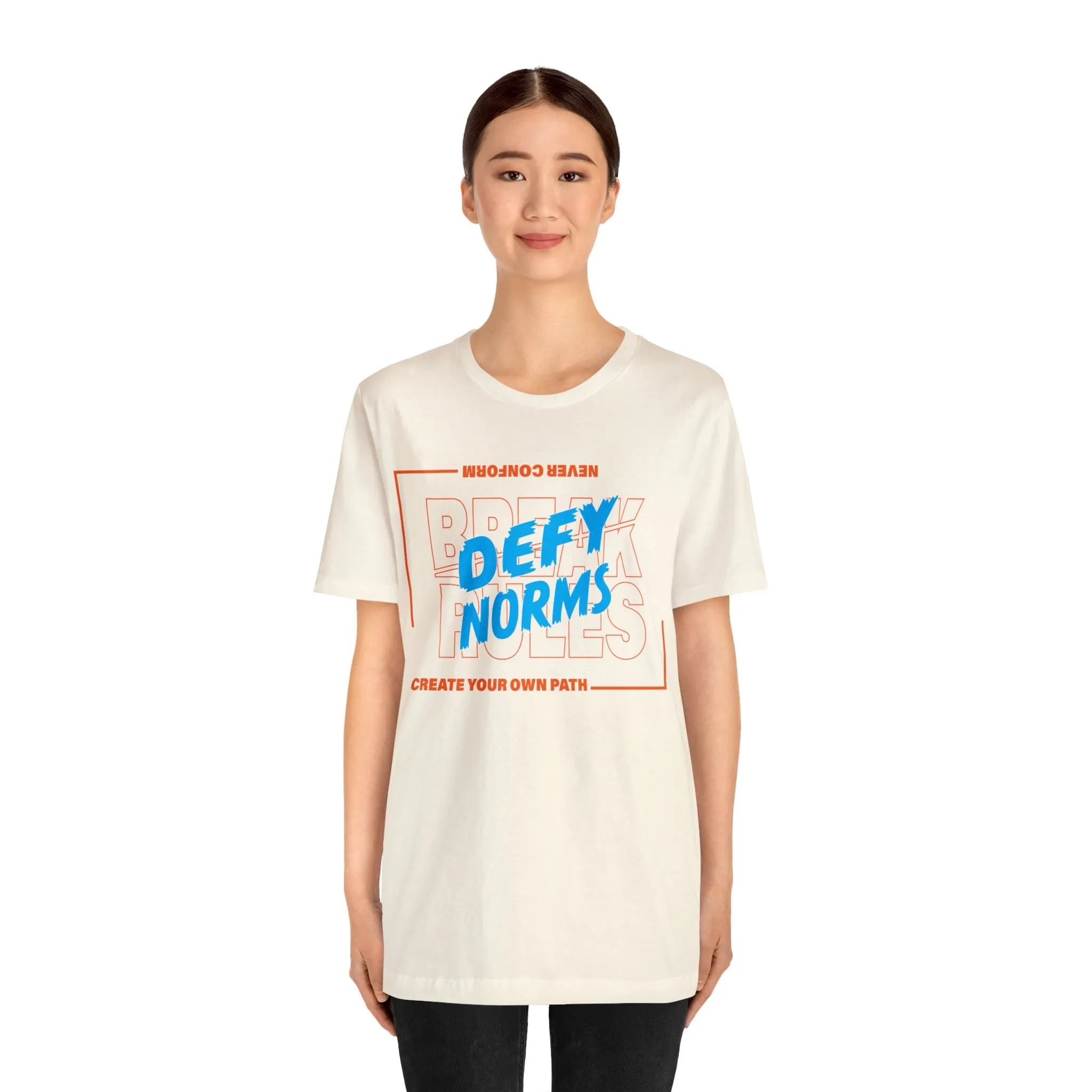 Defy Norms T-shirt | College T-shirt Positive Vibes Shirt | Trendy Eye-Catching colors | Loose fit tees