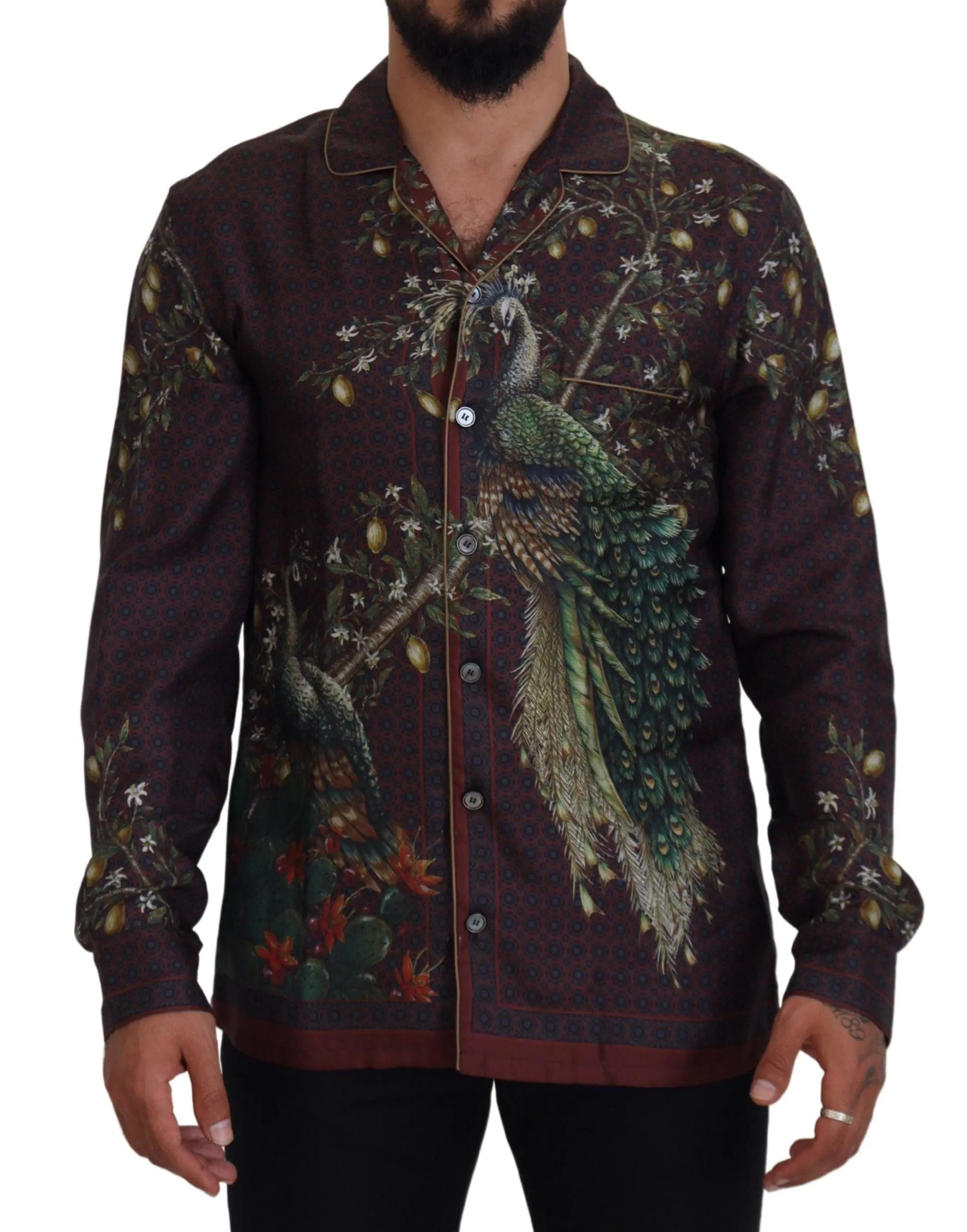 Dolce & Gabbana Ostrich Silk Satin Casual Men's Shirt