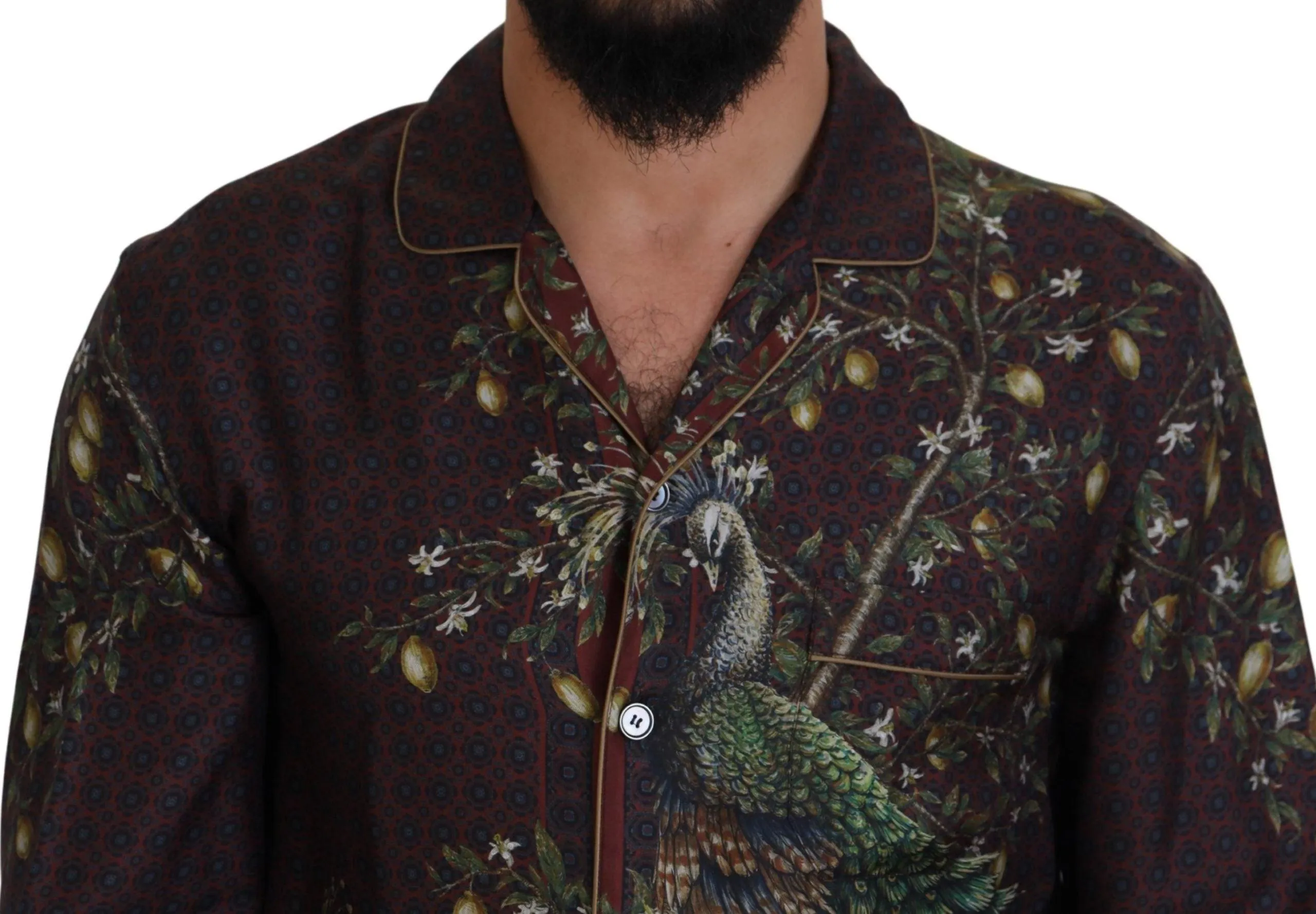 Dolce & Gabbana Ostrich Silk Satin Casual Men's Shirt