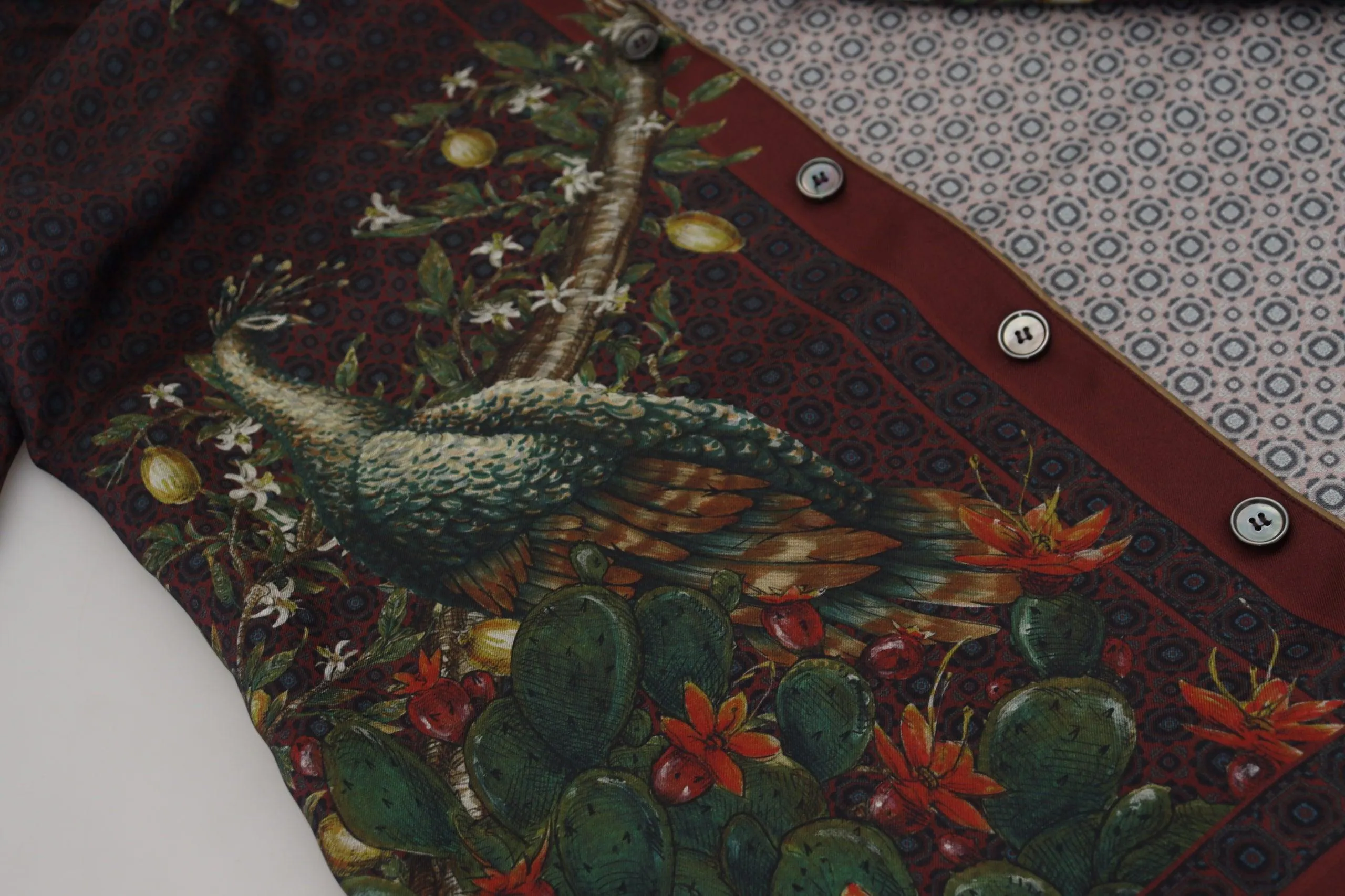 Dolce & Gabbana Ostrich Silk Satin Casual Men's Shirt