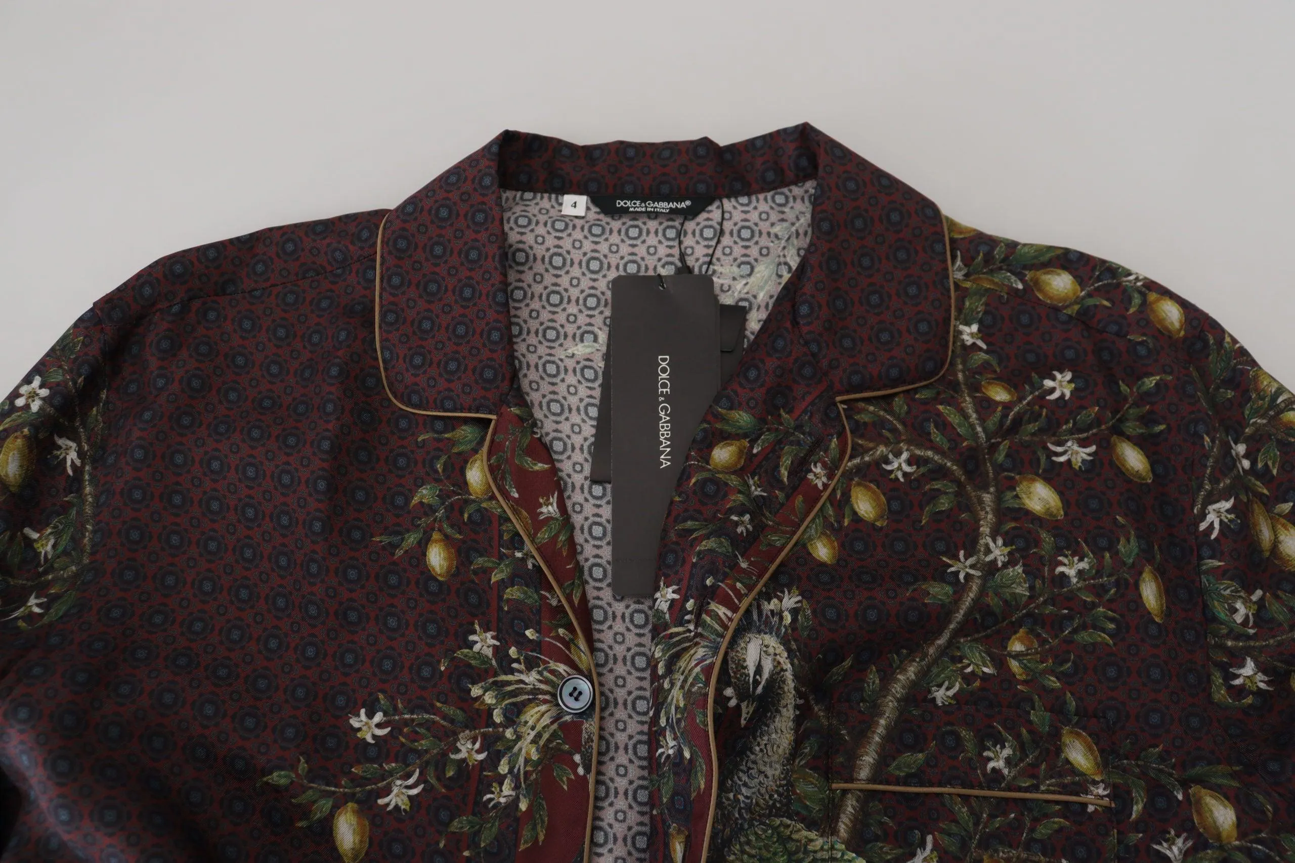 Dolce & Gabbana Ostrich Silk Satin Casual Men's Shirt