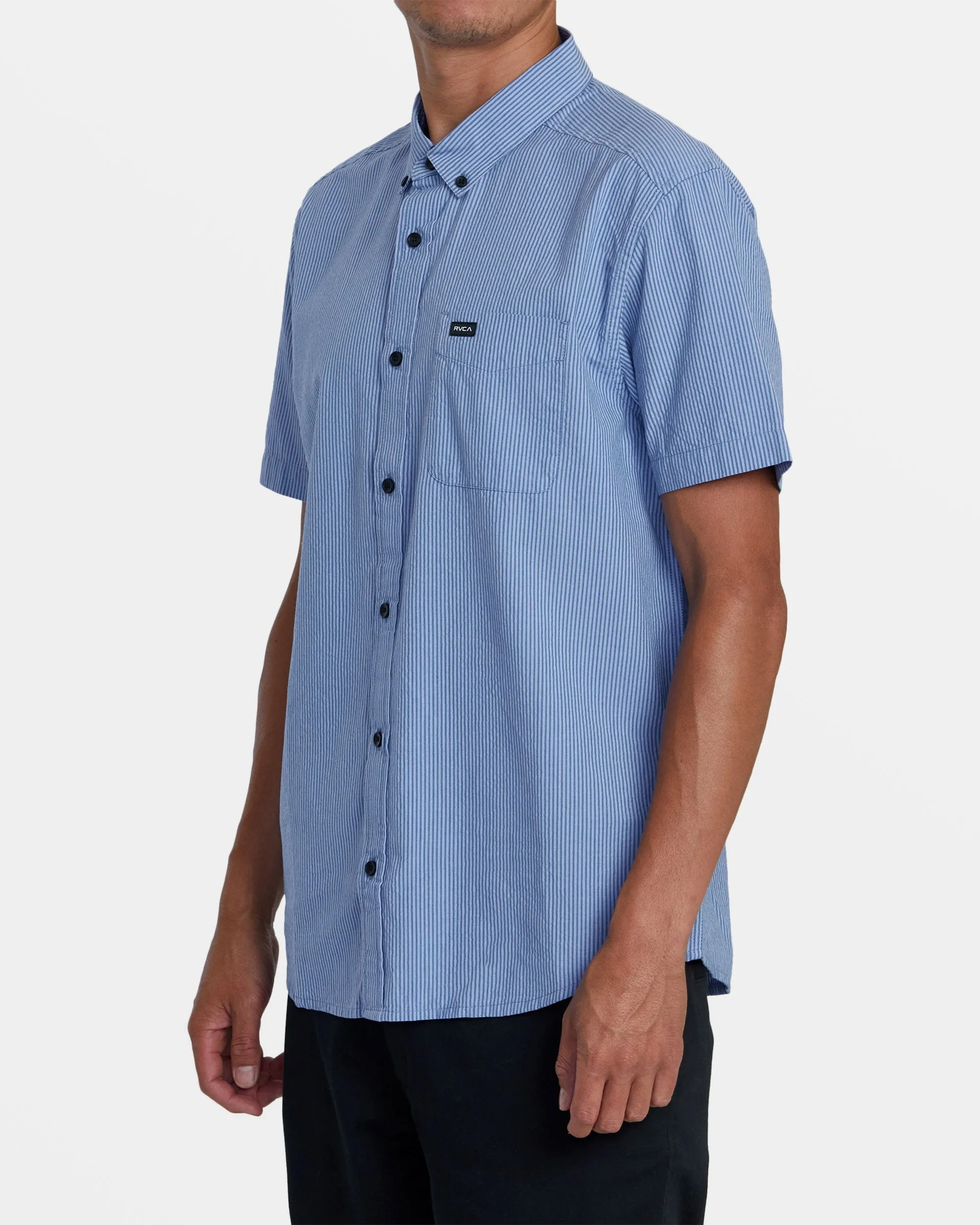 Endless Seersucker Short Sleeve Woven Shirt - Cool Blue