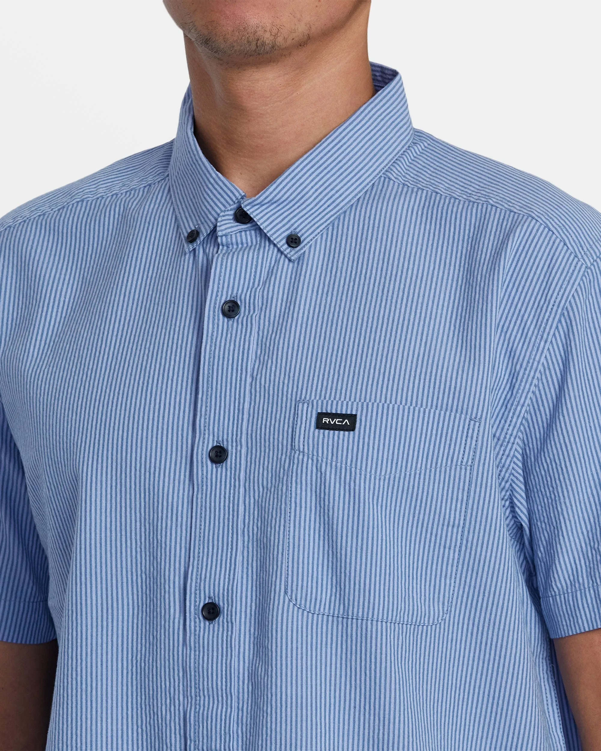 Endless Seersucker Short Sleeve Woven Shirt - Cool Blue
