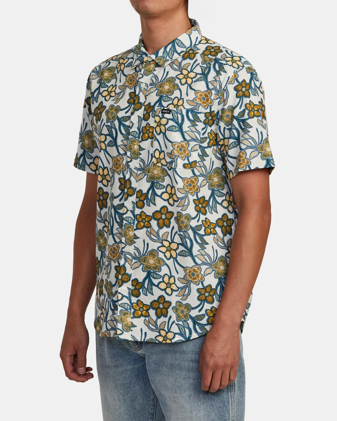 Evening Floral Shirt - Silver Bleach