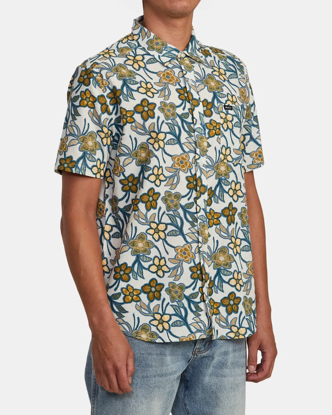 Evening Floral Shirt - Silver Bleach