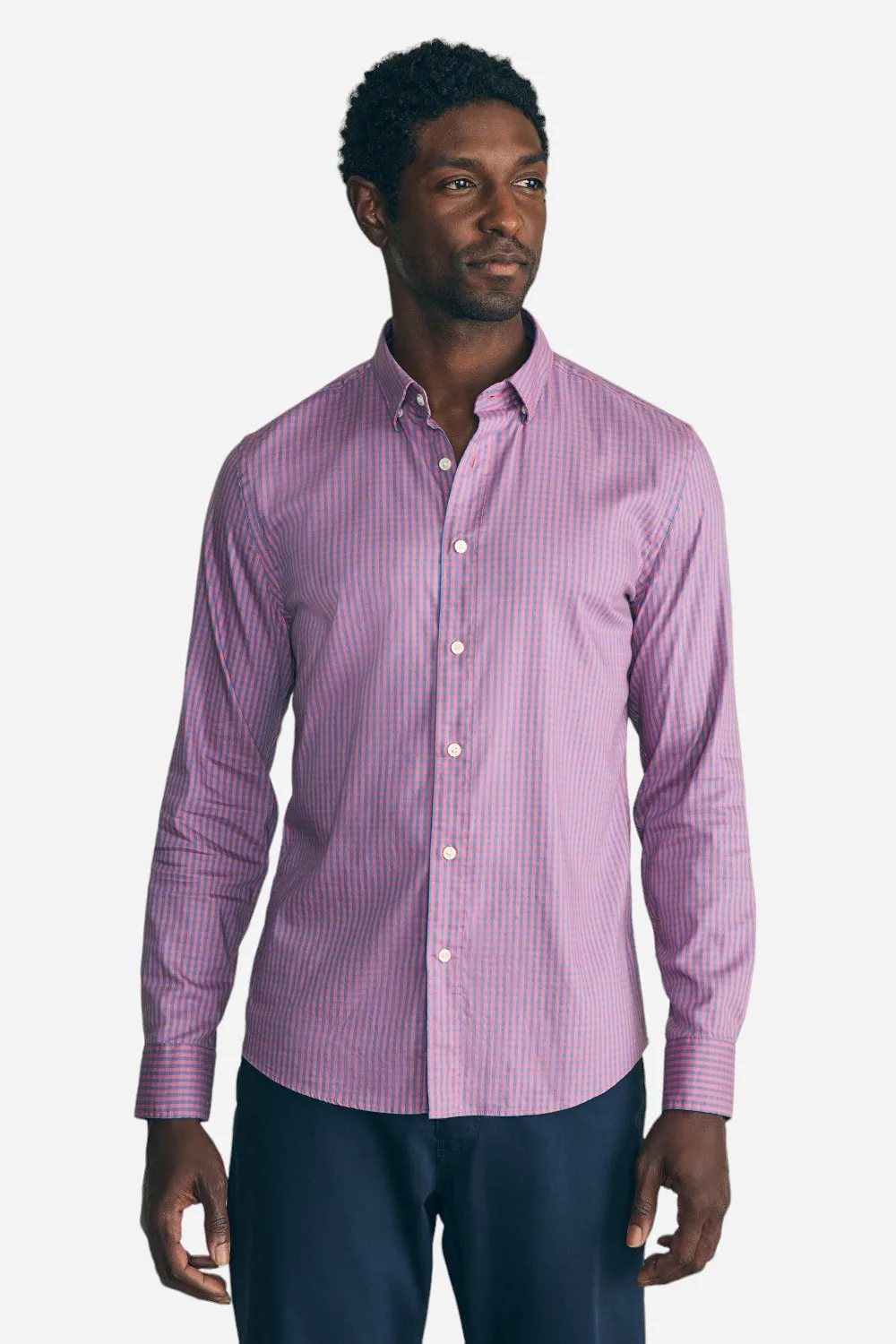 Faherty Movement Shirt in Blue Rose Gingham