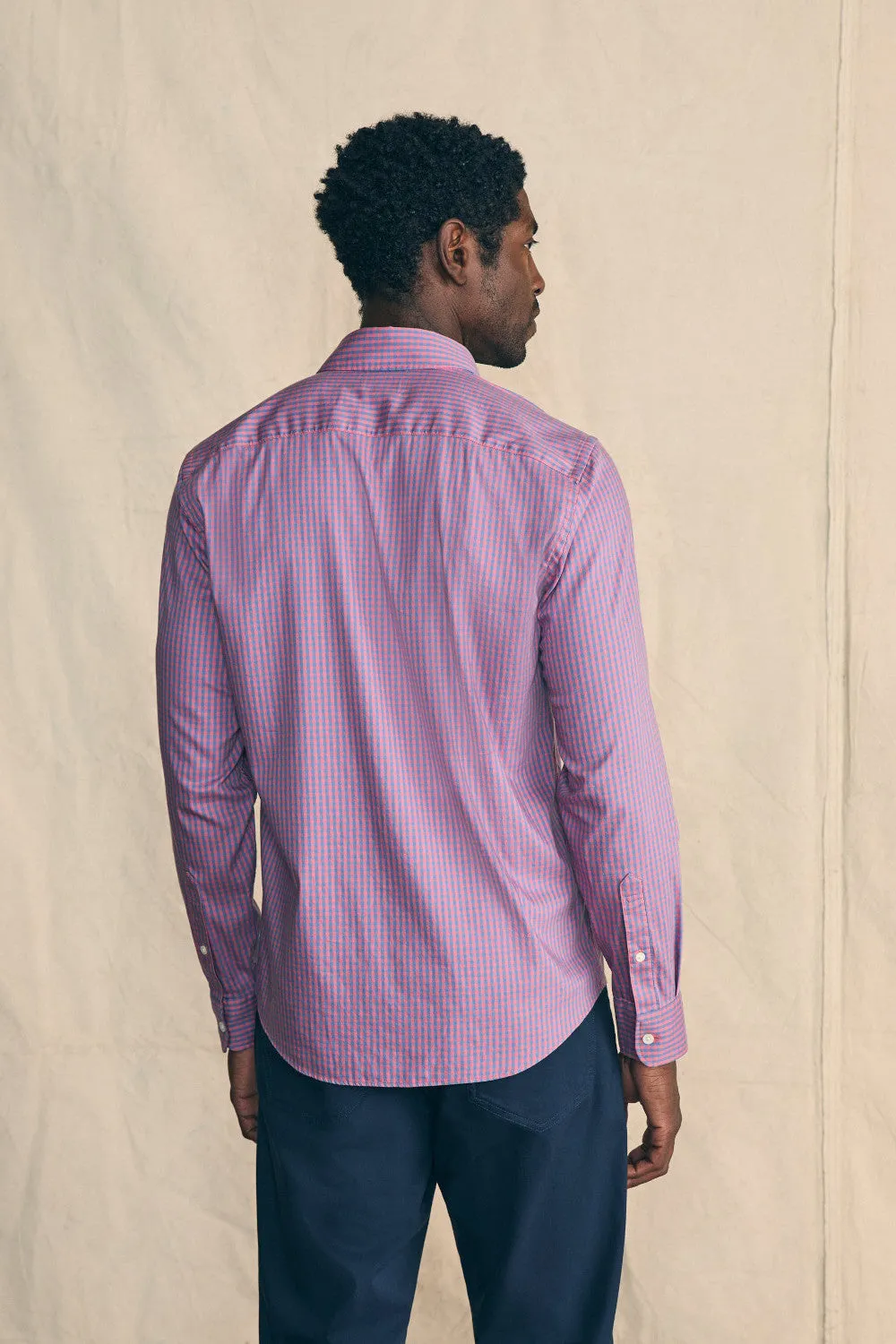 Faherty Movement Shirt in Blue Rose Gingham