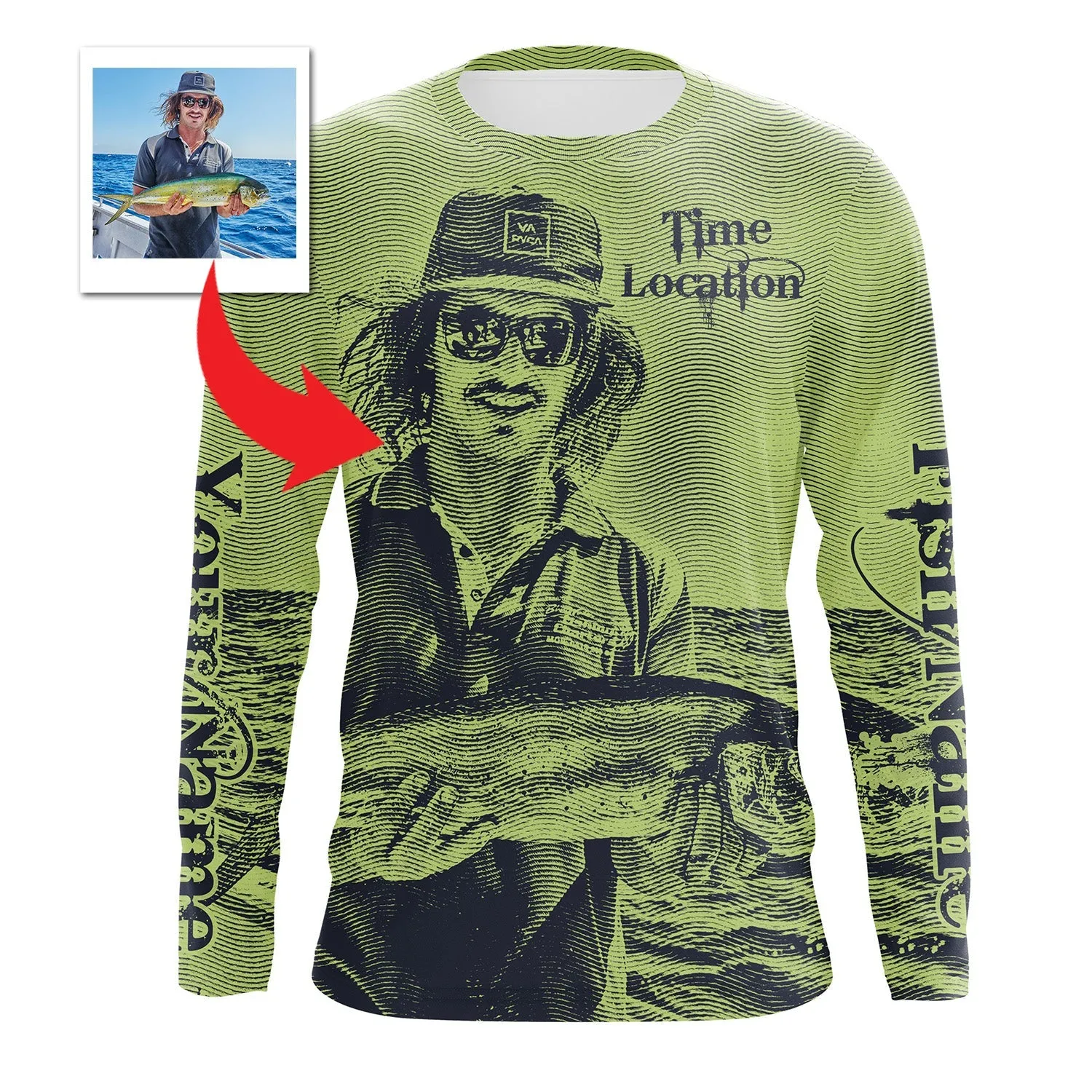 Fishing Multicolor Shirt Custom Name, Image, Time, Location 3D Long Sleeve Shirts Fishing gift