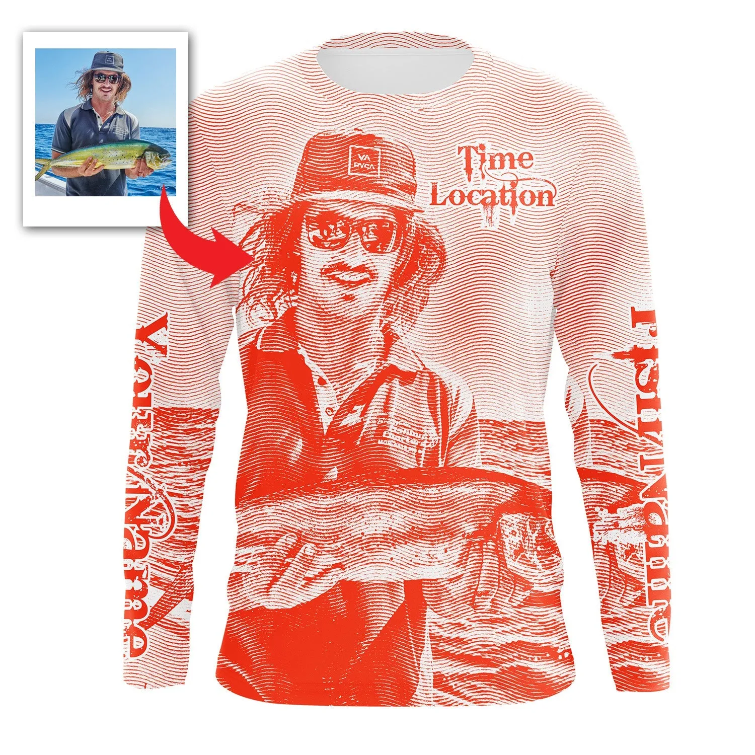 Fishing Multicolor Shirt Custom Name, Image, Time, Location 3D Long Sleeve Shirts Fishing gift