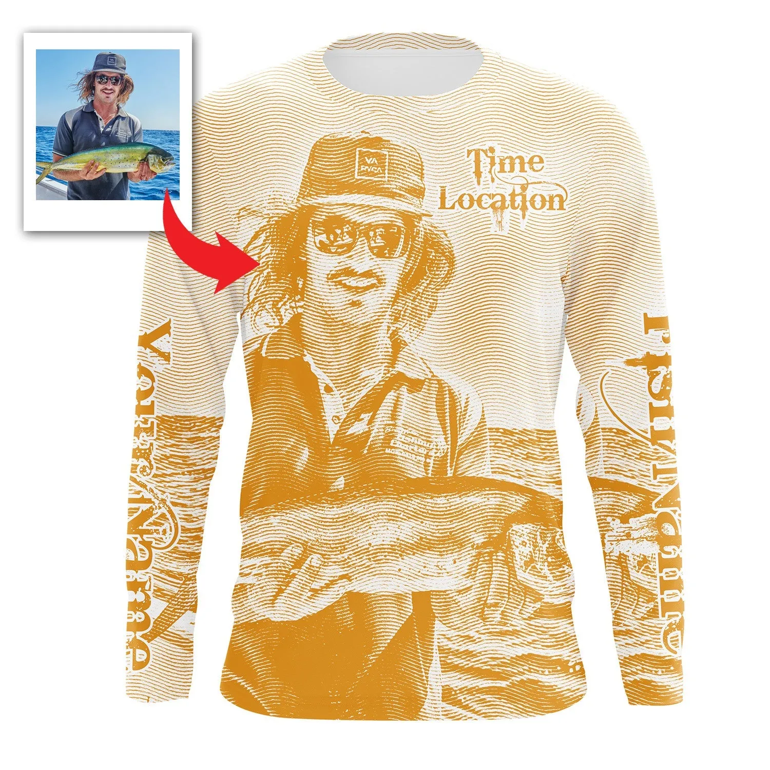Fishing Multicolor Shirt Custom Name, Image, Time, Location 3D Long Sleeve Shirts Fishing gift