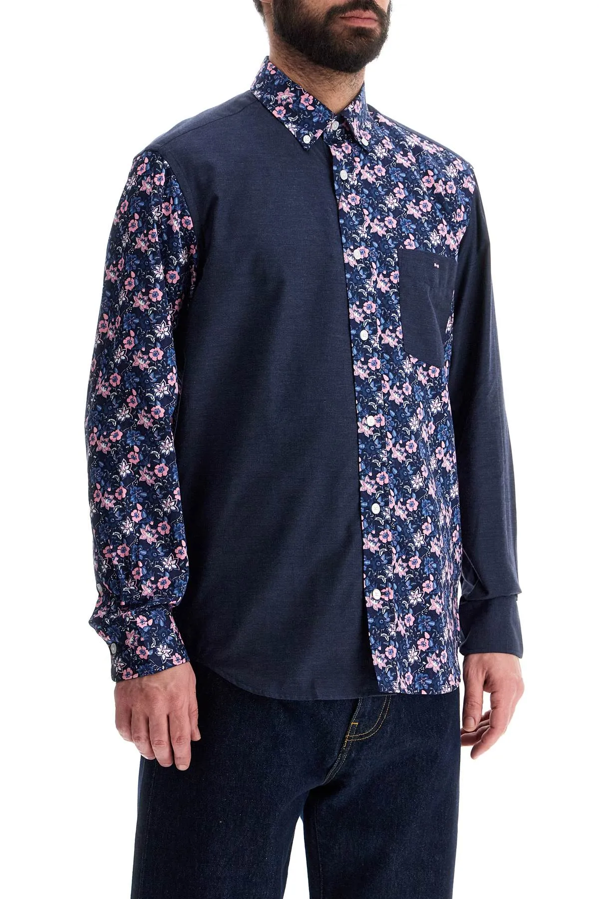Floral Pattern Cotton Button-Up Shirt