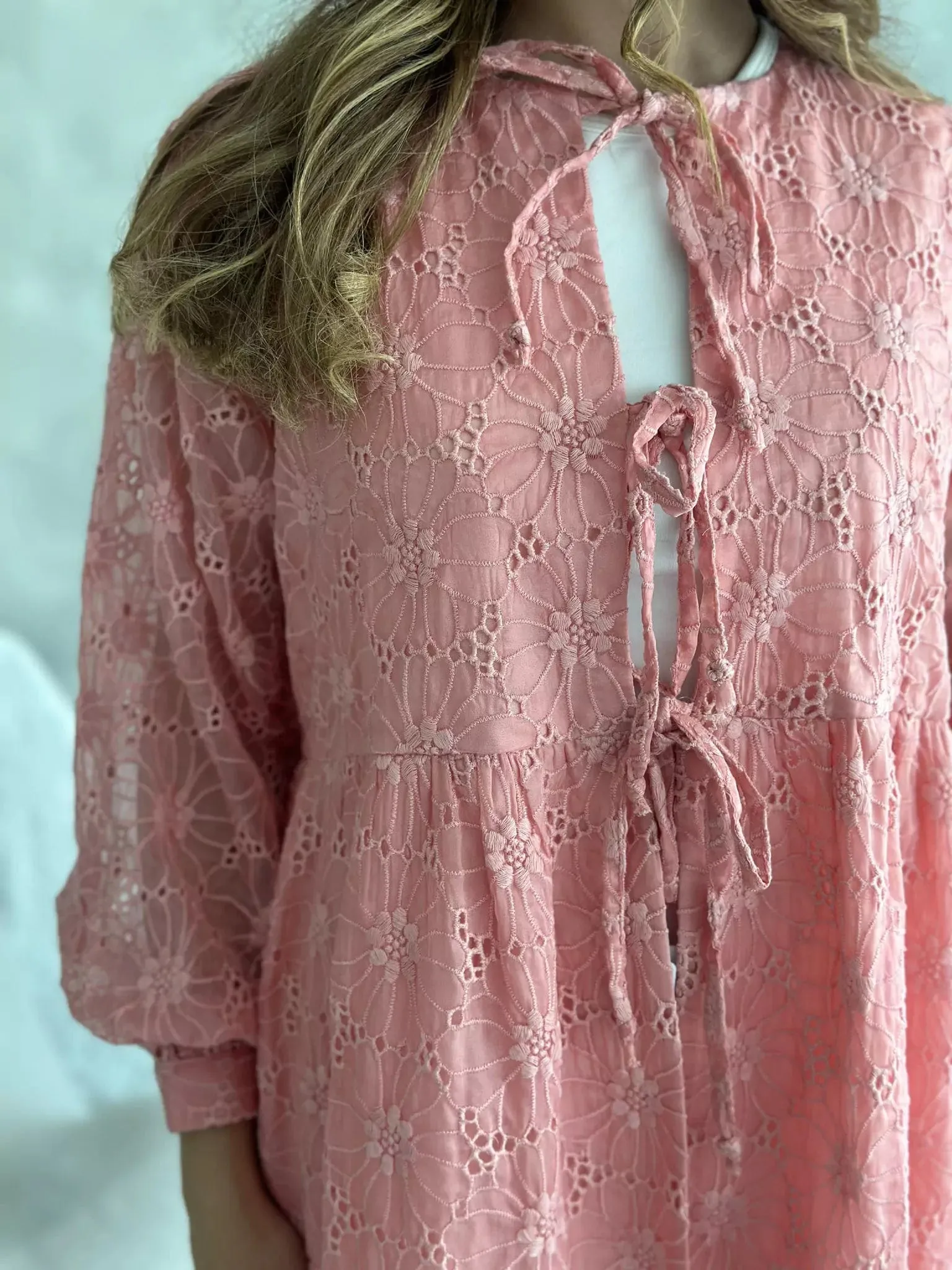 Flossie Peach Embroidered Shirt