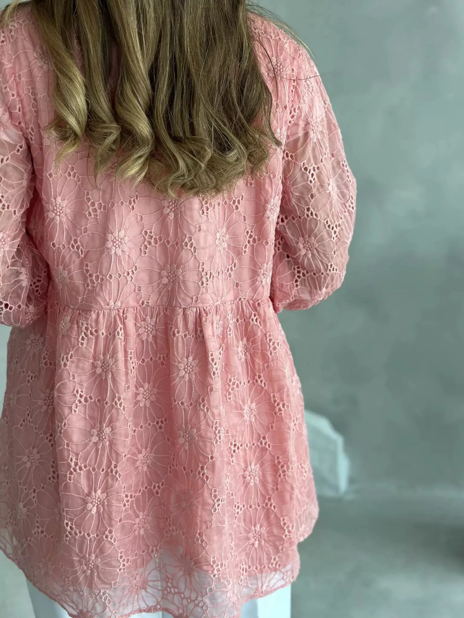 Flossie Peach Embroidered Shirt