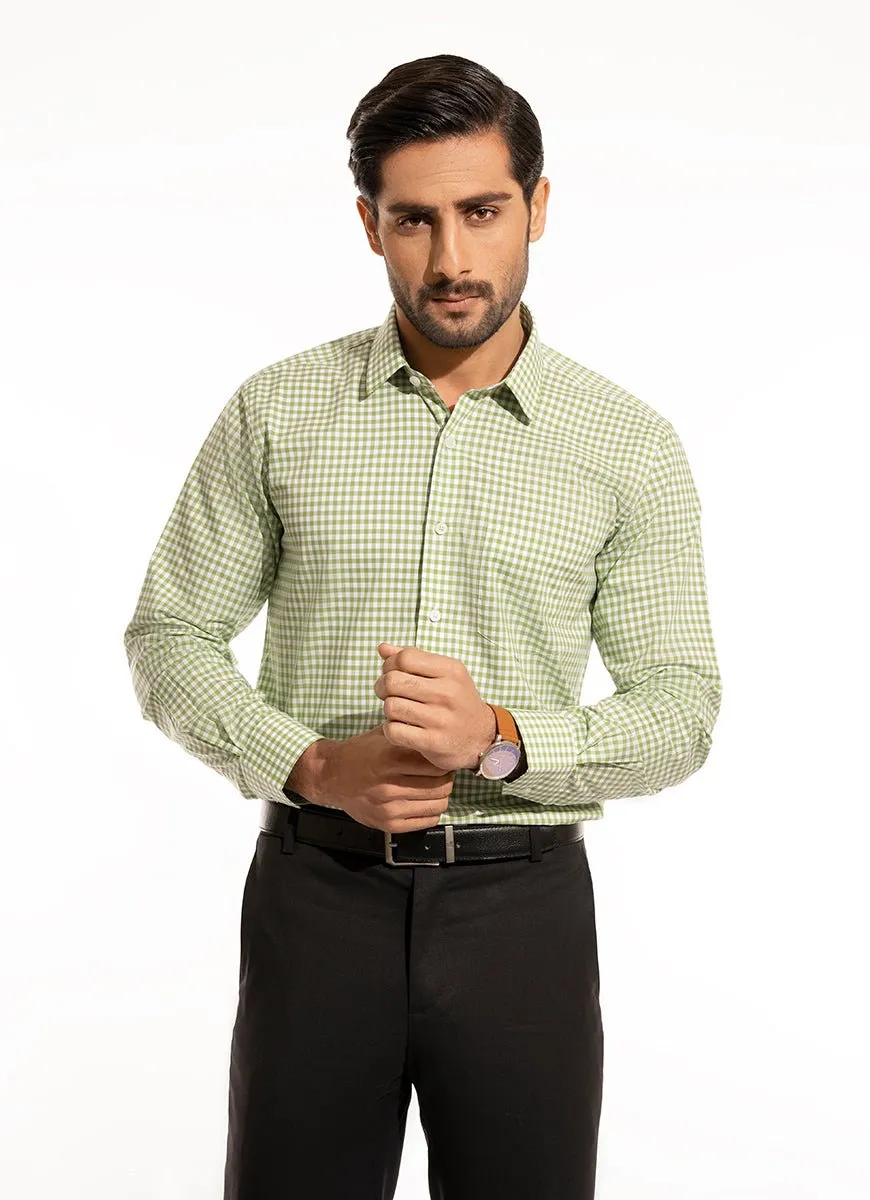 Formal Shirt - Supernova Green Mini Checks