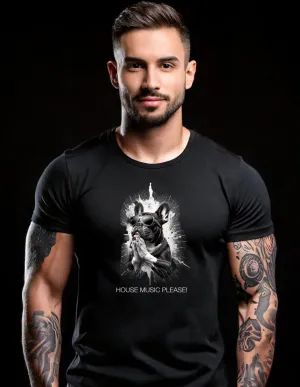 Frenchie House Music Please! Black Collection Art Exclusive T-Shirts | GM