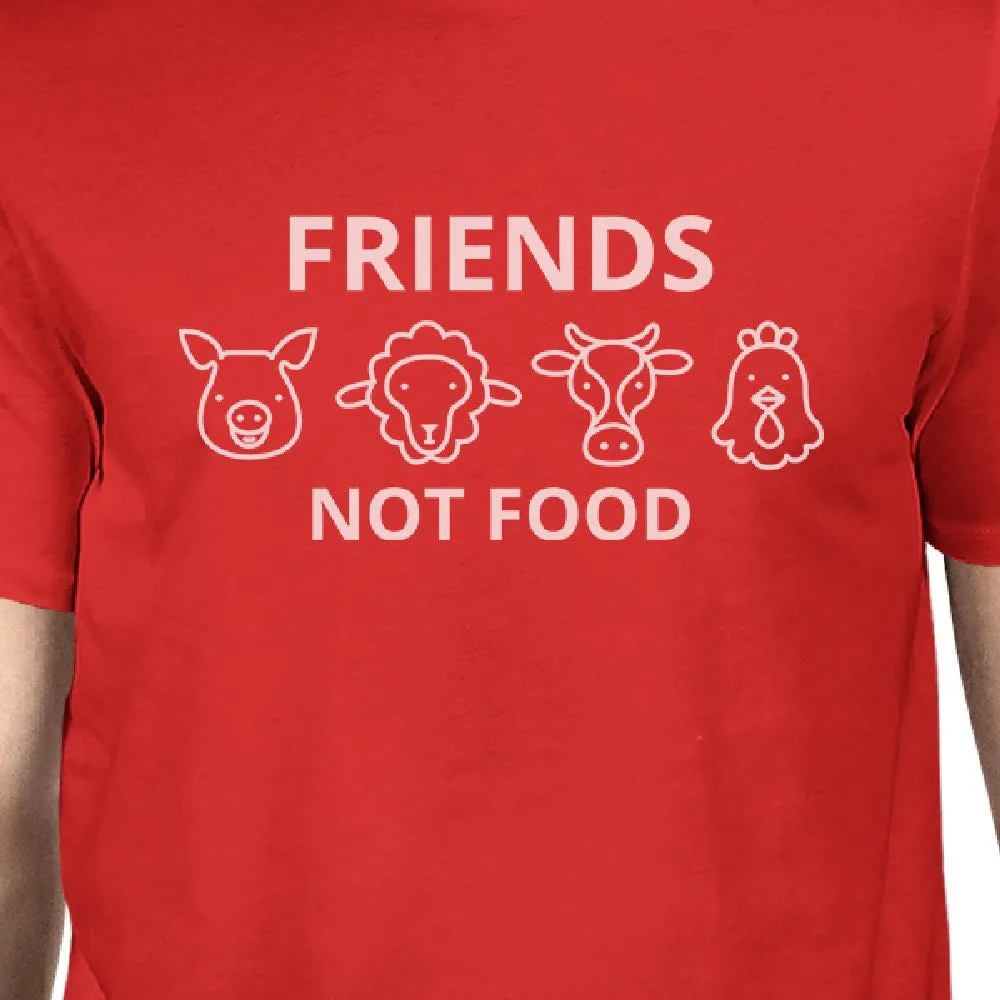 Friends Not Food Red Unique Graphic Summer Cotton T Shirt For Men