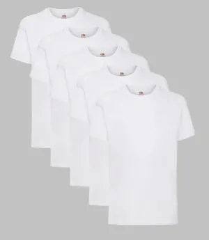 Fruit of the Loom Kid's T-Shirt, White, 1-2 to 14-15 Years, (Pack of 5)