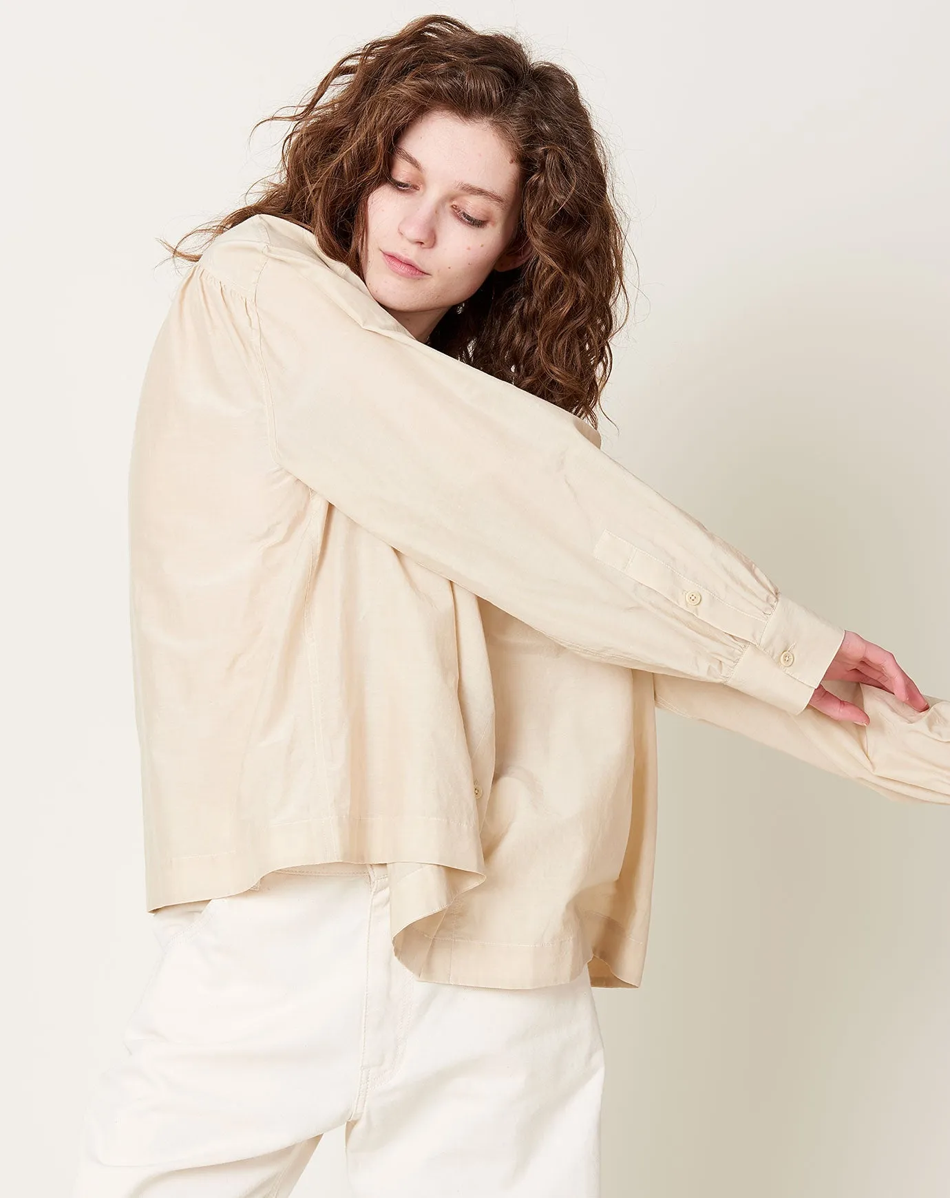 Gathered Neck Top in Sand