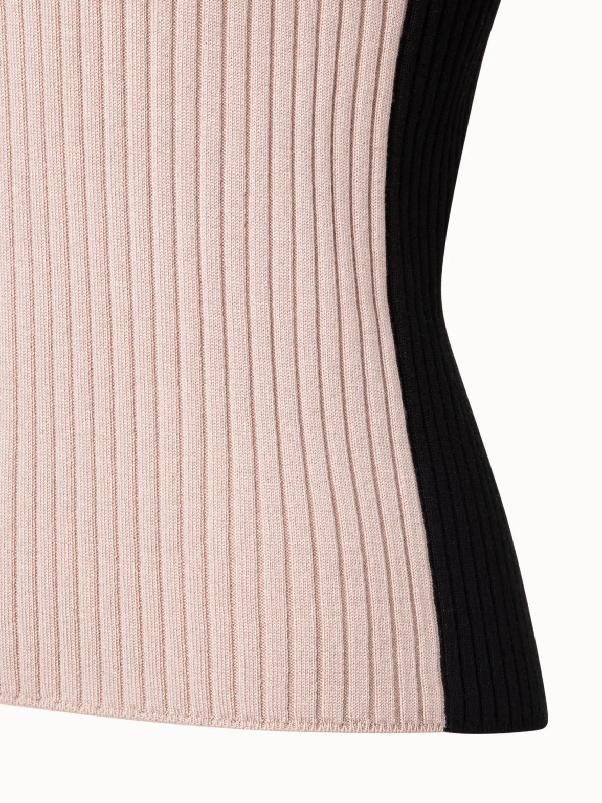 Gerippter Color-Block Pullover aus Merinowolle