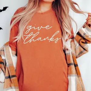 Give Thanks Fall Comfort Colors T Shirt | Thanksgiving