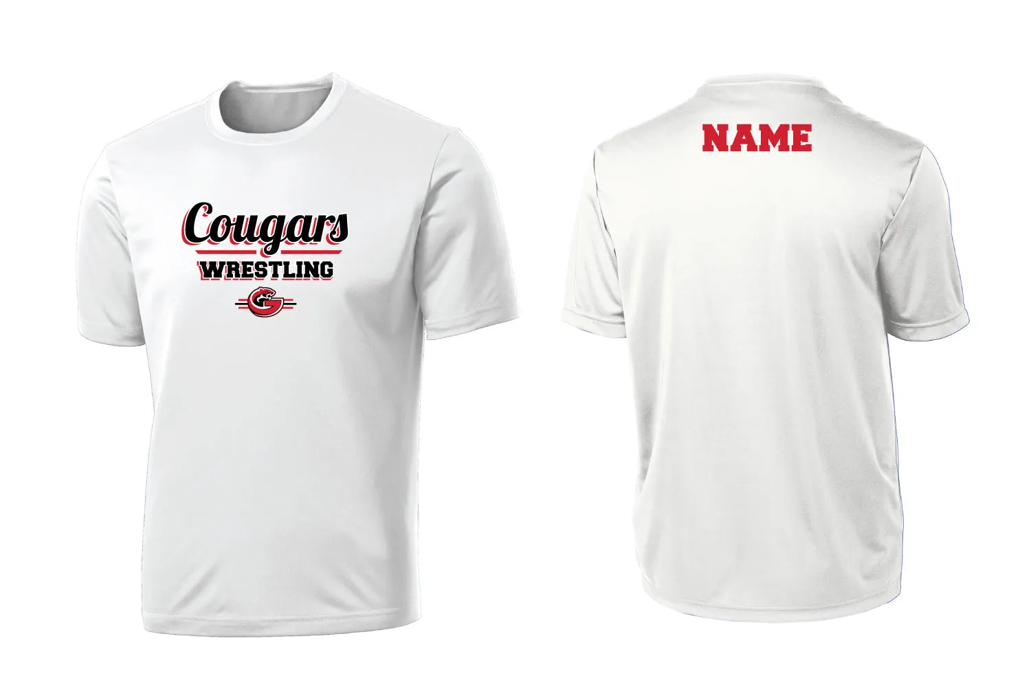 Goetz Cougars Wrestling Dryfit Performance Tee - White