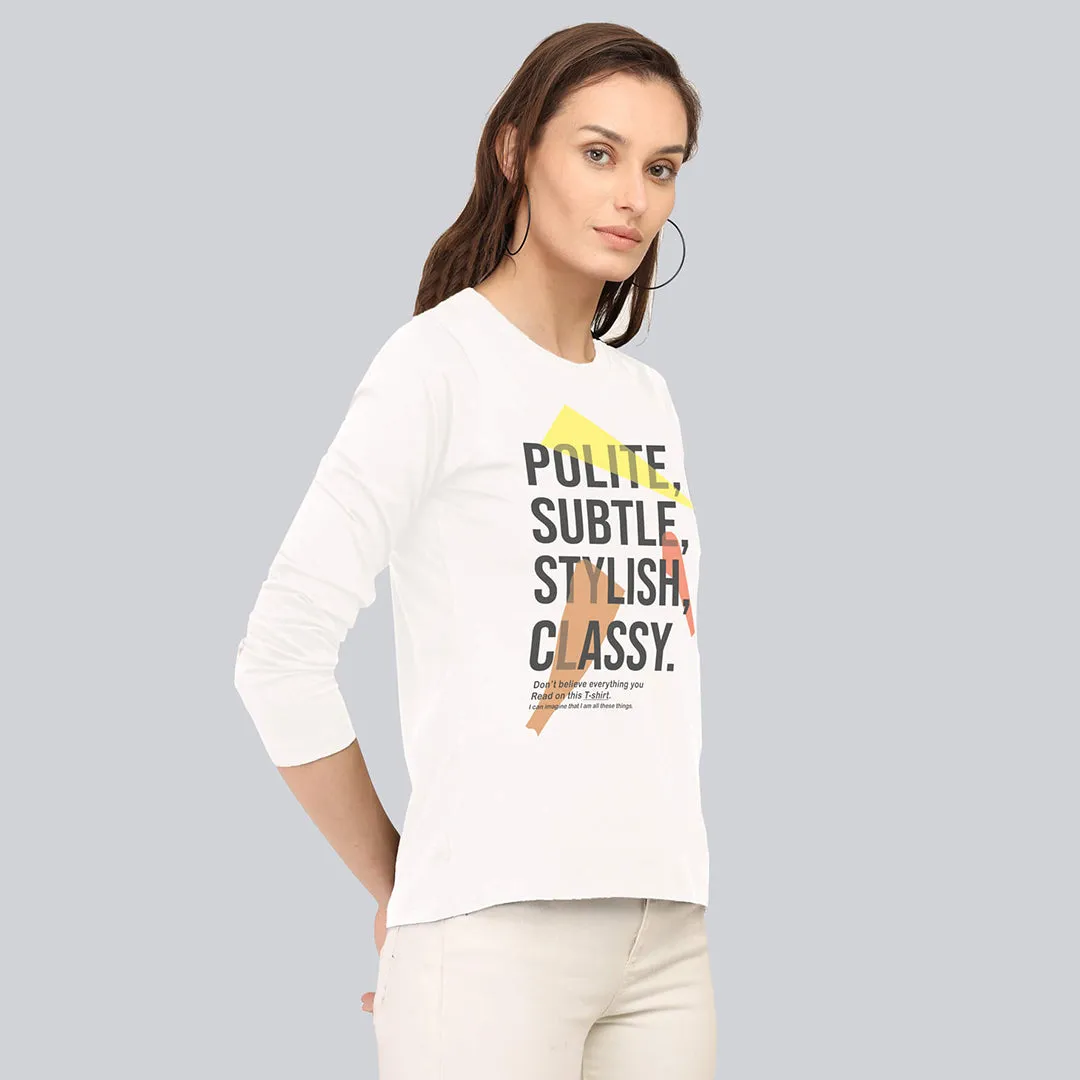 Graphic Printed Full Sleeve T-Shirt - Off White