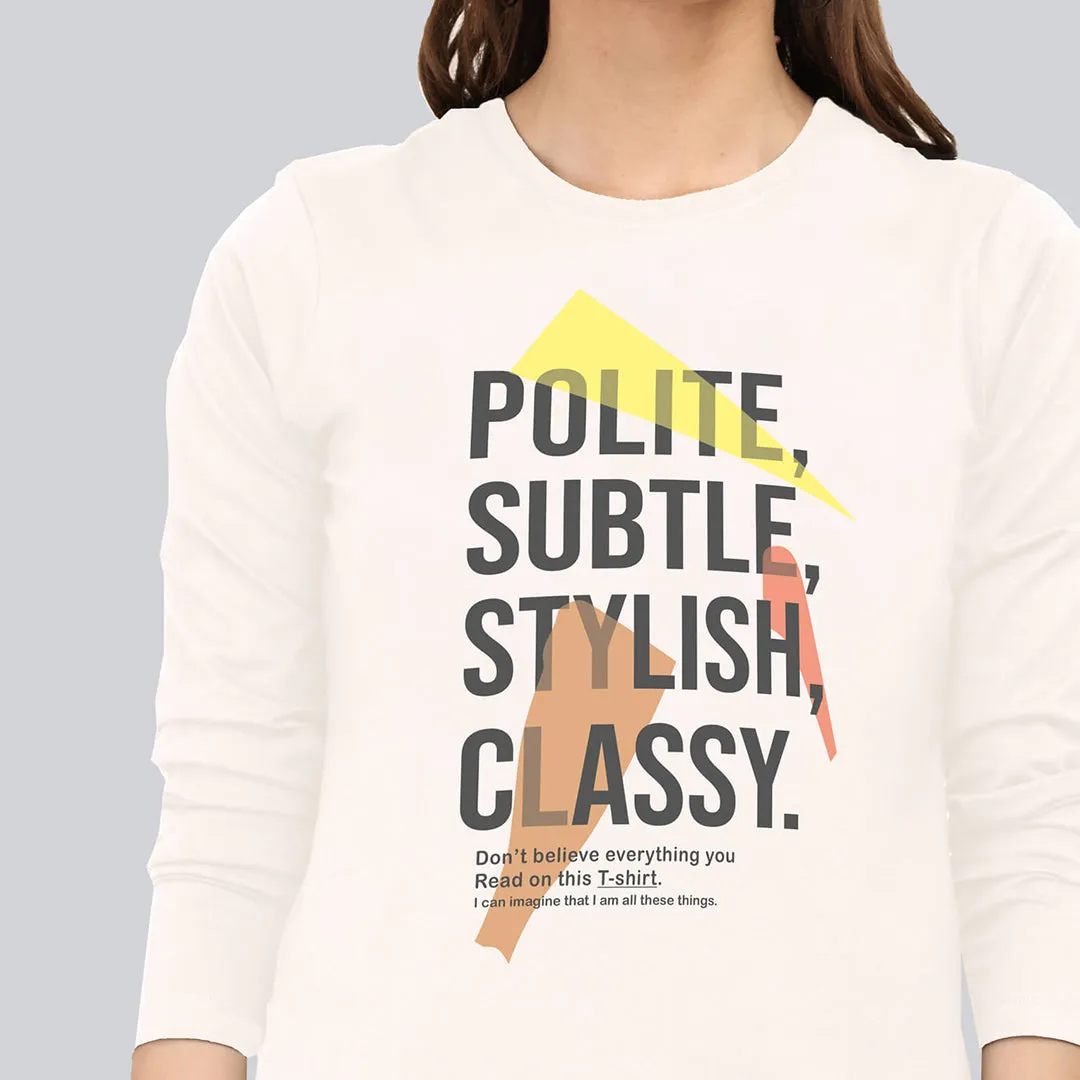 Graphic Printed Full Sleeve T-Shirt - Off White