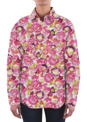 Hard Slog Womens Belle - Half Placket Long Sleeve Shirt - Pink