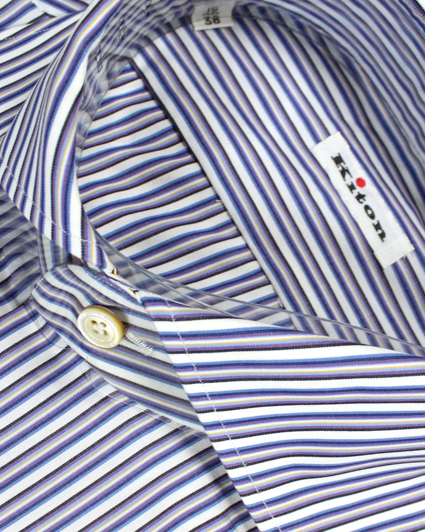 Kiton Dress Shirt Purple Orange Stripes 38 - 15 SALE