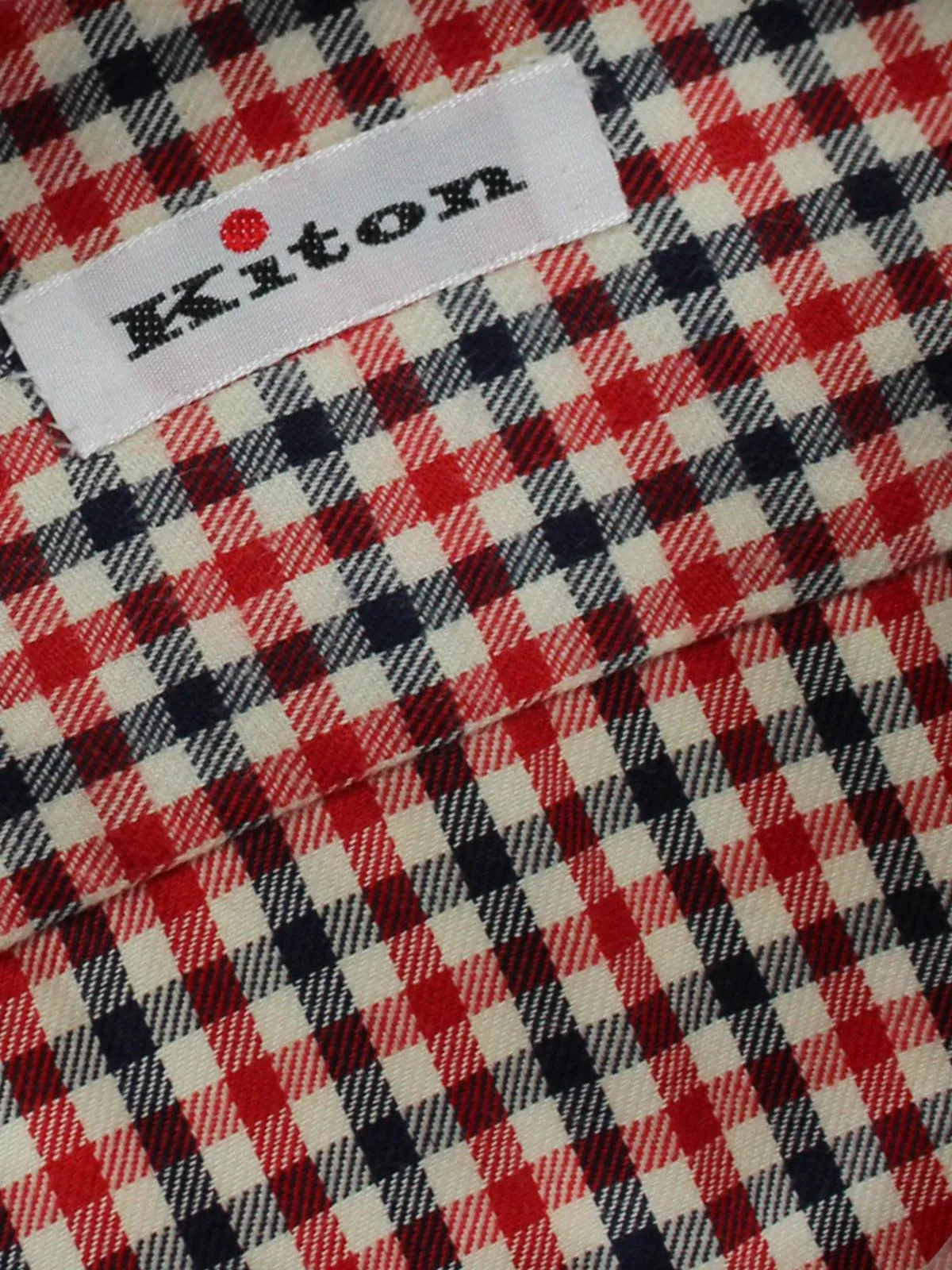 Kiton Dress Shirt White Navy Red Check Design 39 - 15 1/2 SALE