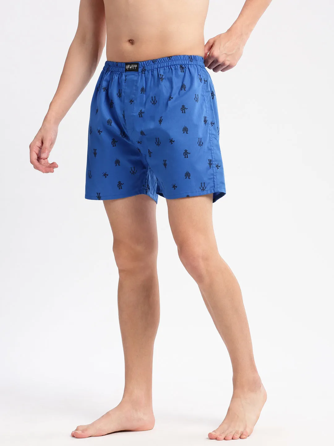 Men Printed Blue Boxer