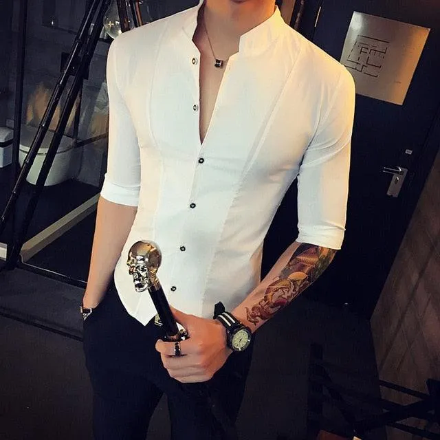 Men Slim Fit Short Sleeve Shirt