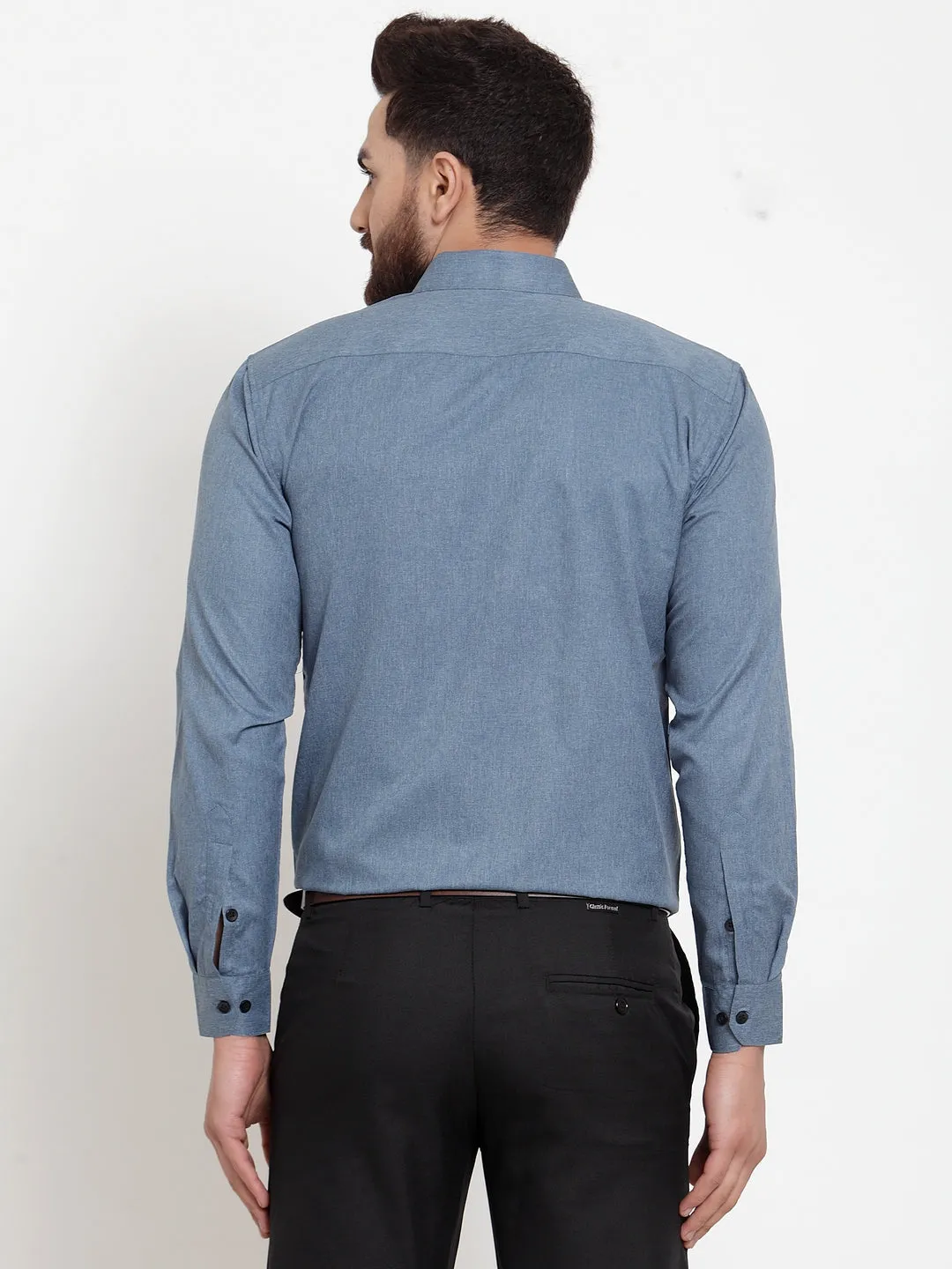 Men's Grey Cotton Solid Button Down Formal Shirts ( SF 734Grey ) - Jainish