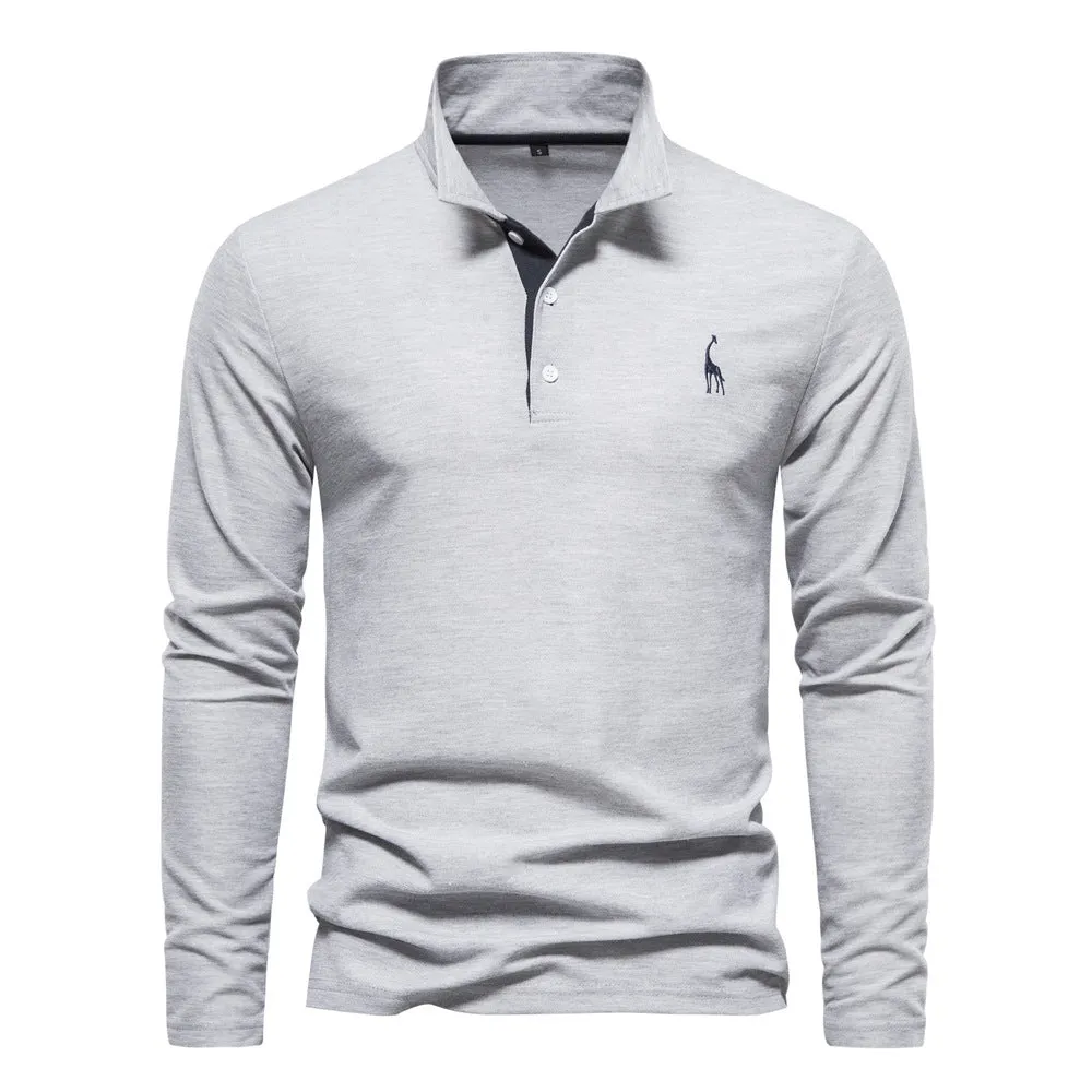 Men's Polo Shirt with Deer Embroidery