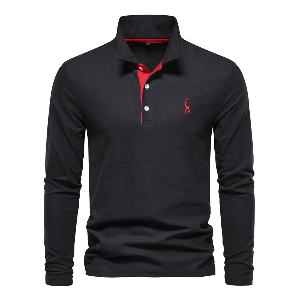 Men's Polo Shirt with Deer Embroidery