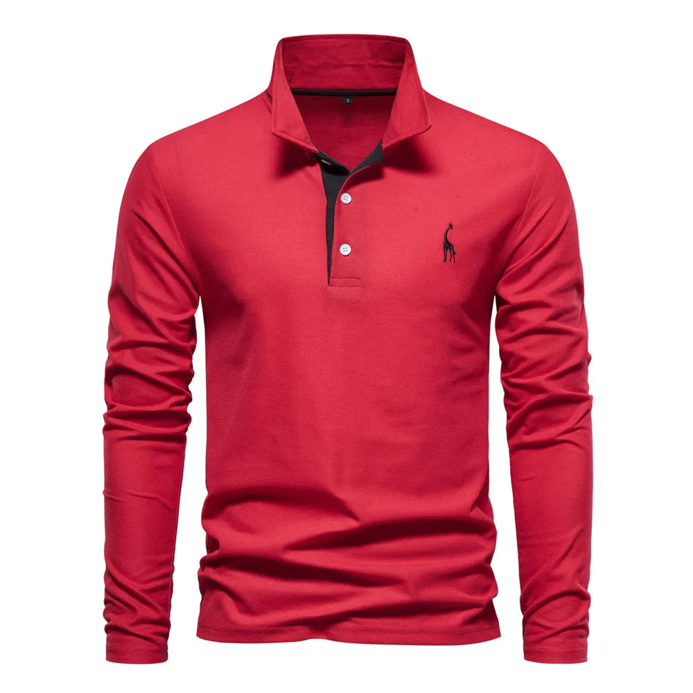 Men's Polo Shirt with Deer Embroidery