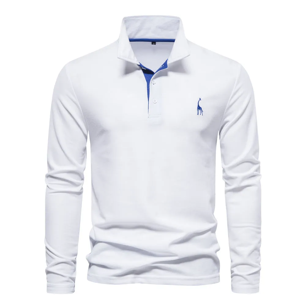 Men's Polo Shirt with Deer Embroidery