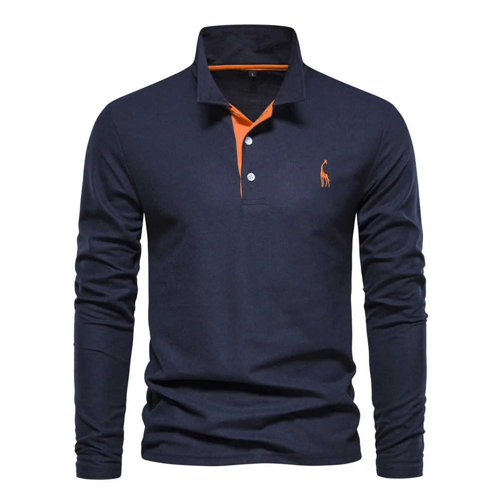 Men's Polo Shirt with Deer Embroidery