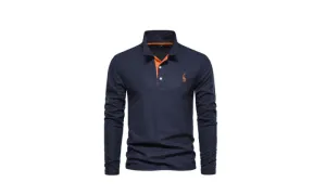 Men's Polo Shirt with Deer Embroidery