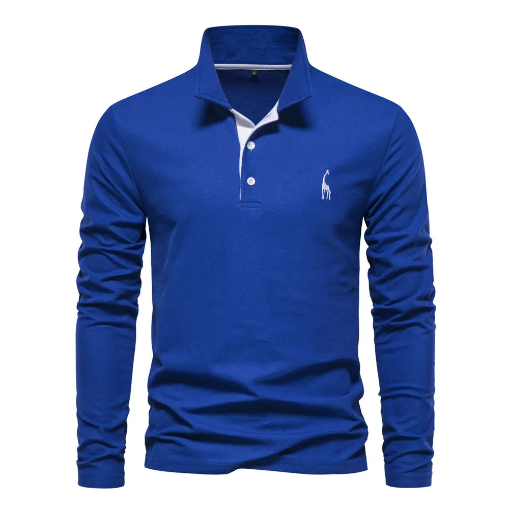 Men's Polo Shirt with Deer Embroidery