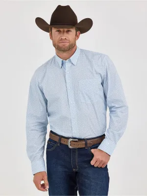 Men's Wrangler COJO Blue Print Long Sleeve Button Down Shirt