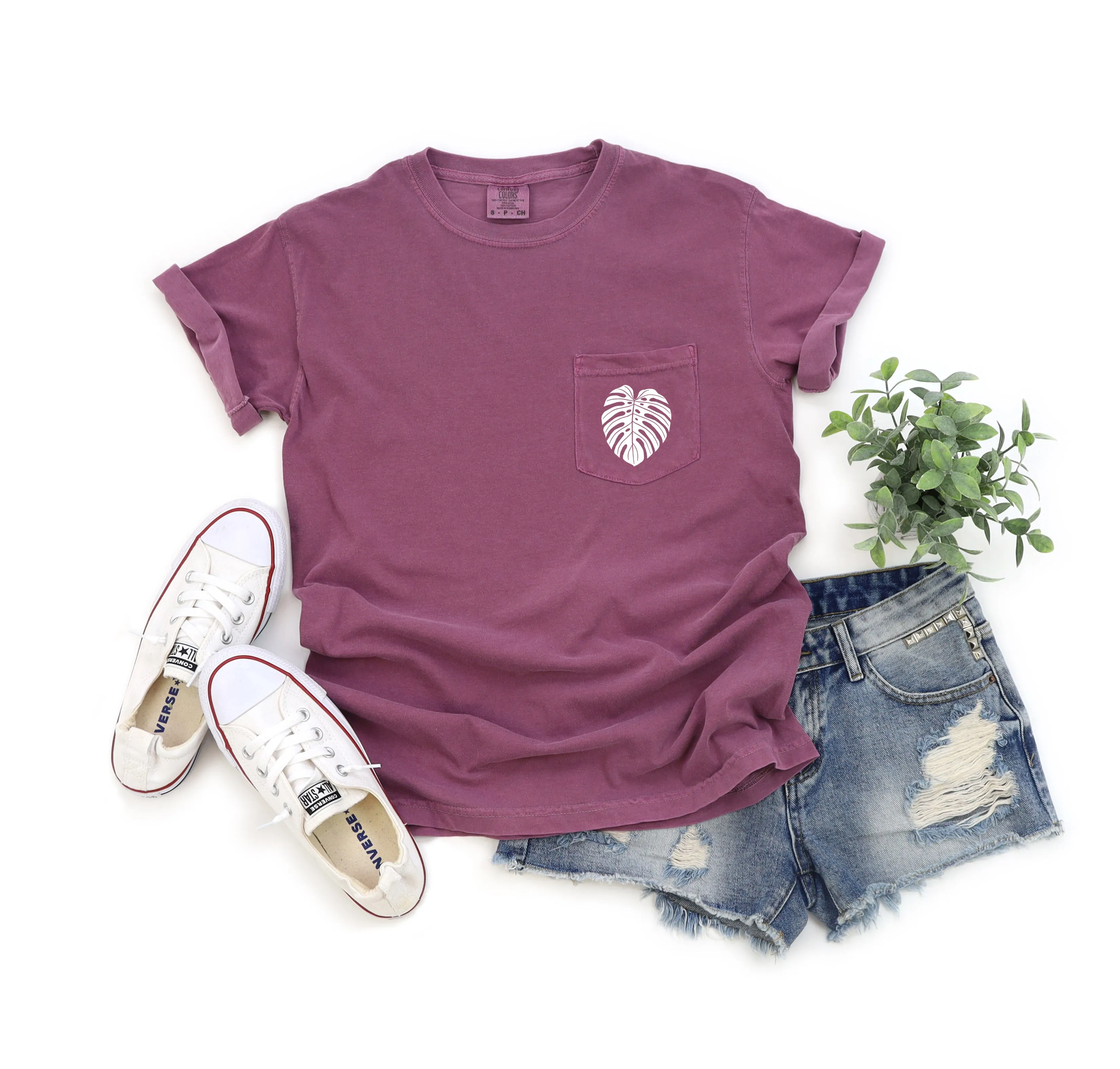 Monstera Plant Comfort Colors Pocket T Shirt