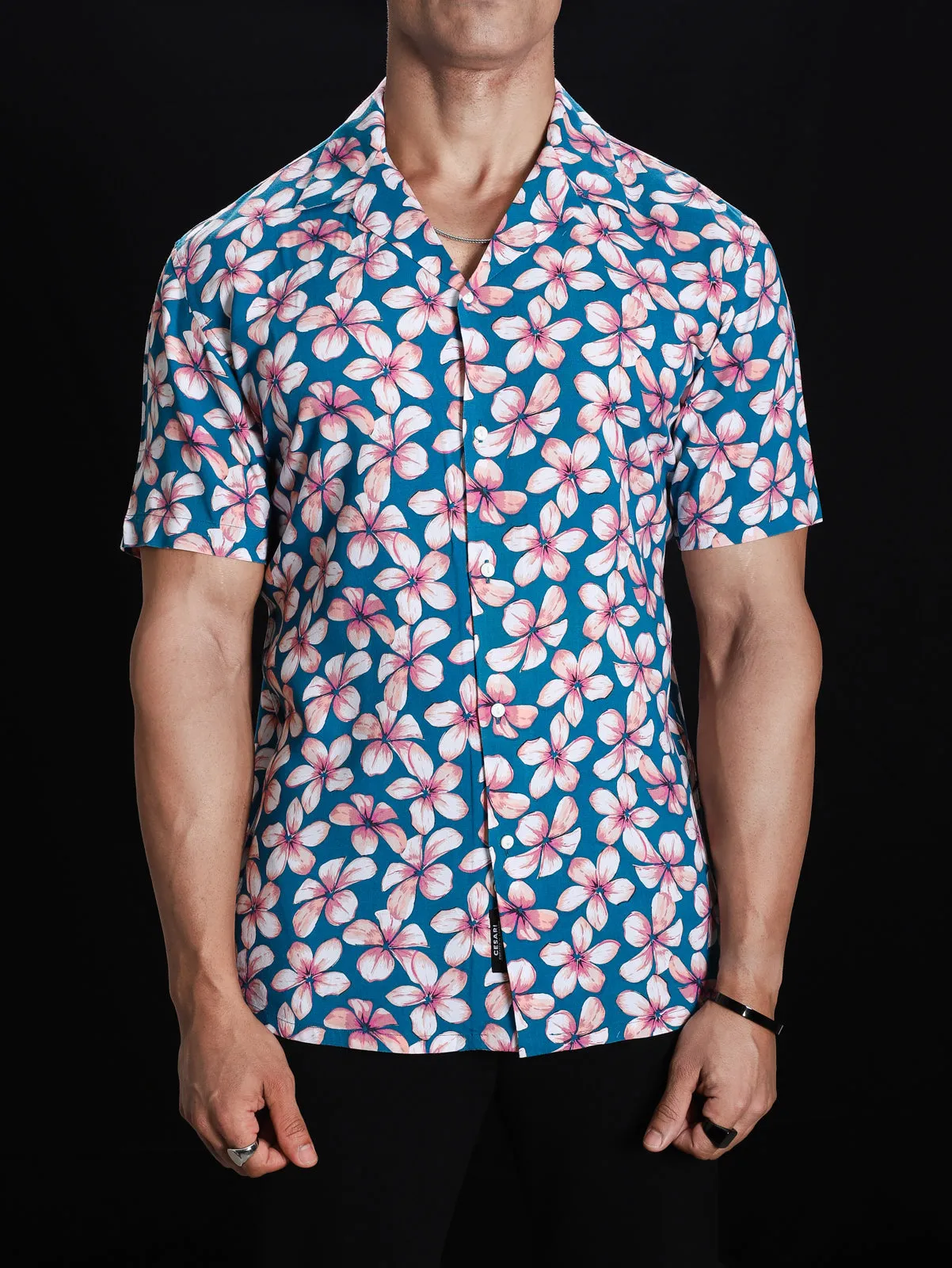 Mystic Blue Floral Cuban Shirt